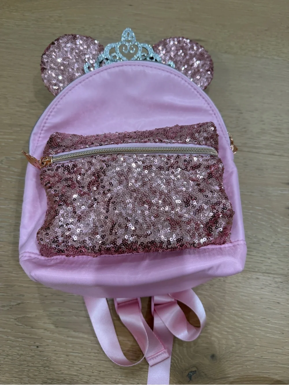 Disney Cruise Line Bibbidy Bobbidi Boutique Pink Sequin Backpack with Tiara Ears